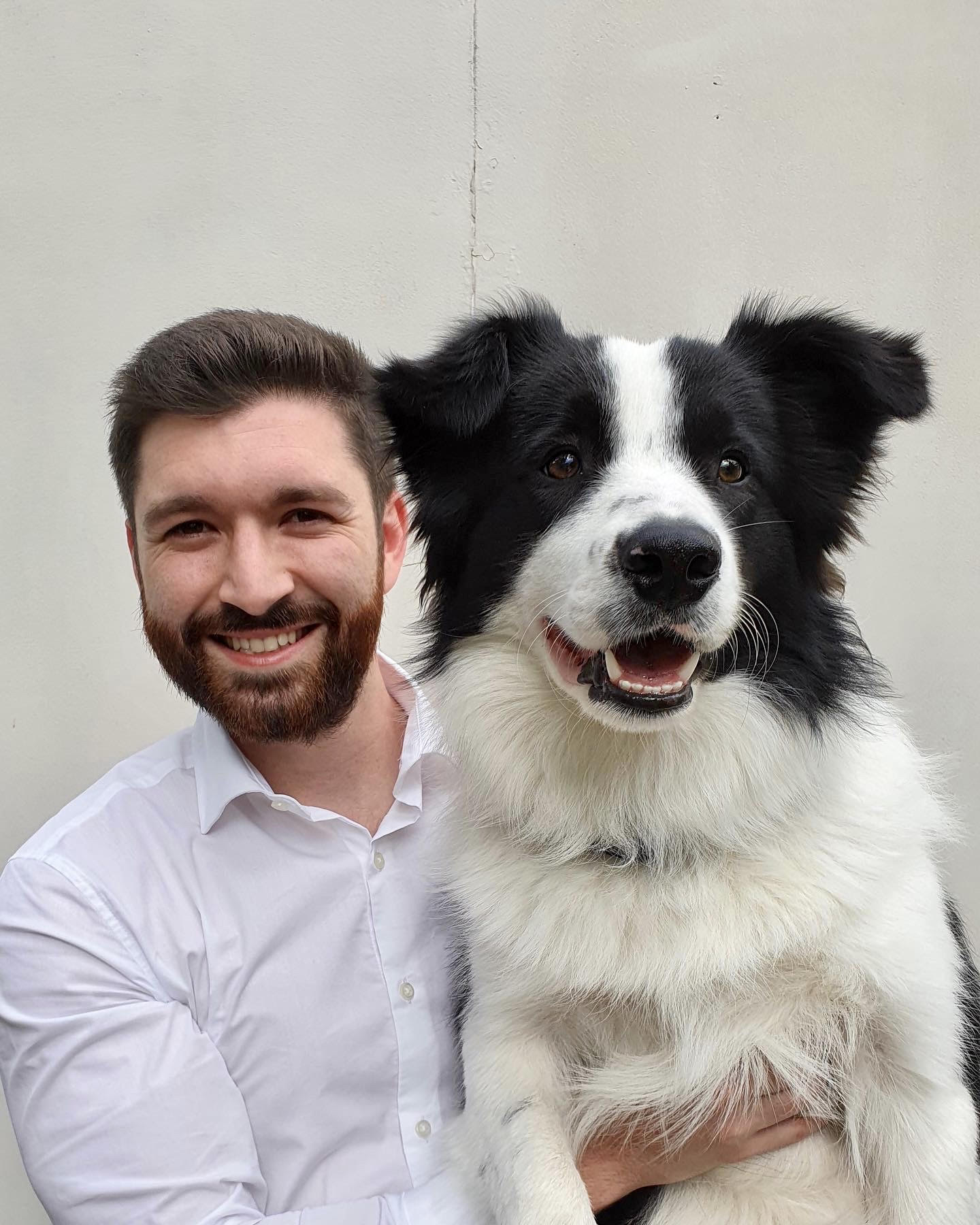 Ricardo Rojas Terry, psychologist at InPsych Health, with one of his border collies